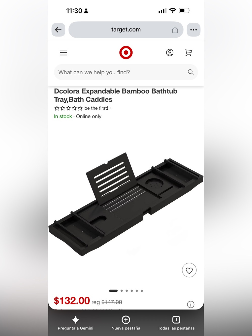 Expandable Bamboo Bathtub Tray - Black